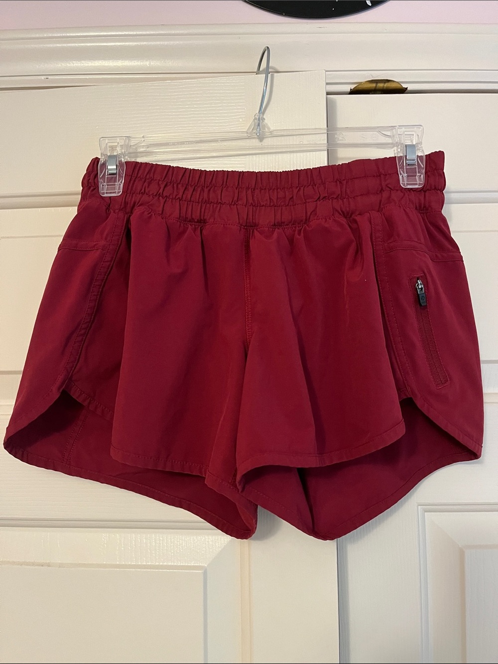 Lululemon Maroon Low Rise Hotty Hot 4” Inseam Shorts